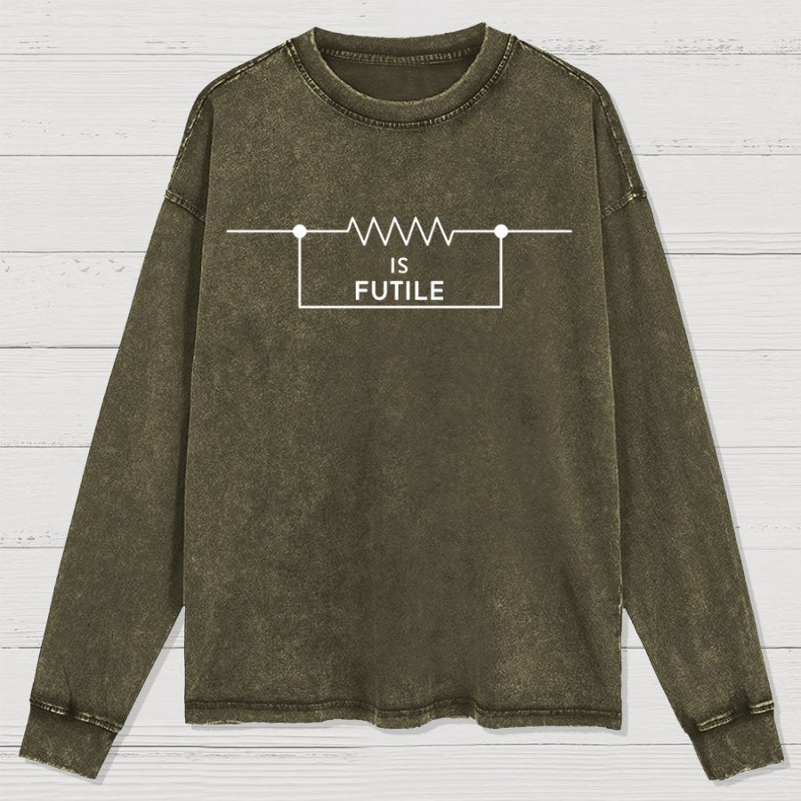 Funny Engineer Resistor Geek Science Washed Long Sleeve Tee