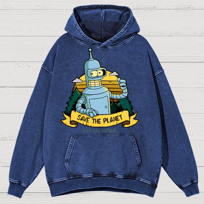 Save The Planet Kill All Humans Vintage Distressed Hoodie