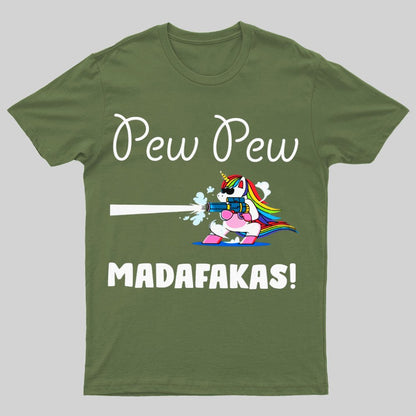 Pew Pew Madafakas Funny Unicorn Nerdy T-Shirt