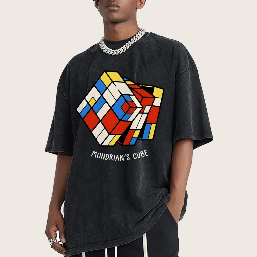 The Mondrian Rubik Cube Vintage Distressed T-shirt