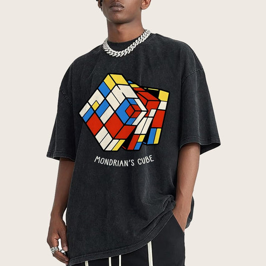 The Mondrian Rubik Cube Vintage Distressed T-shirt