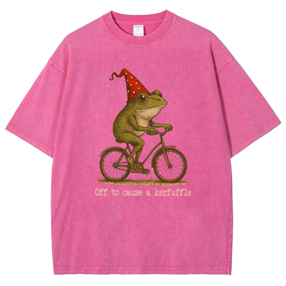 Off to Cause a Kerfuffle Frog Vintage Distressed T-shirt