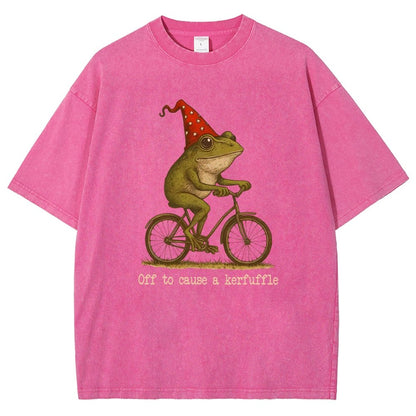Off to Cause a Kerfuffle Frog Vintage Distressed T-shirt