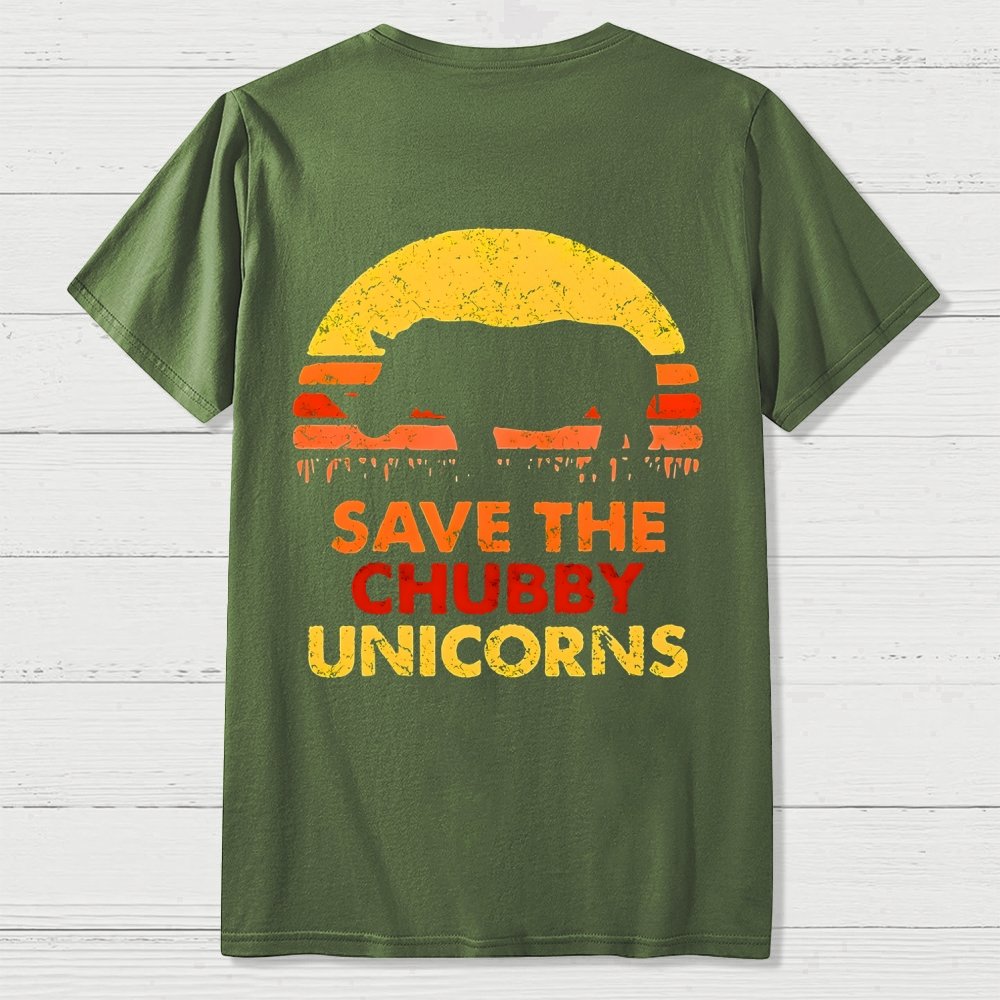 Save The Chubby Unicorns  Back Printing Geek T-Shirt