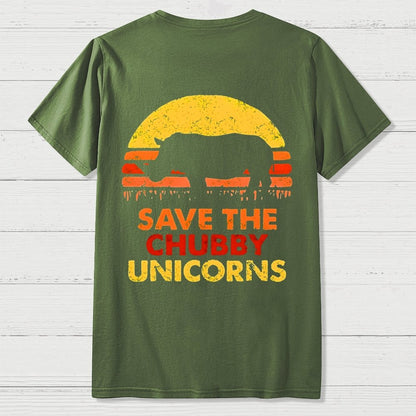 Save The Chubby Unicorns  Back Printing Geek T-Shirt