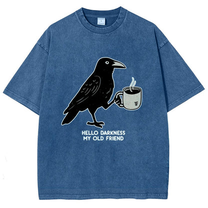 Raven Crow Coffee Vintage Distressed T-shirt