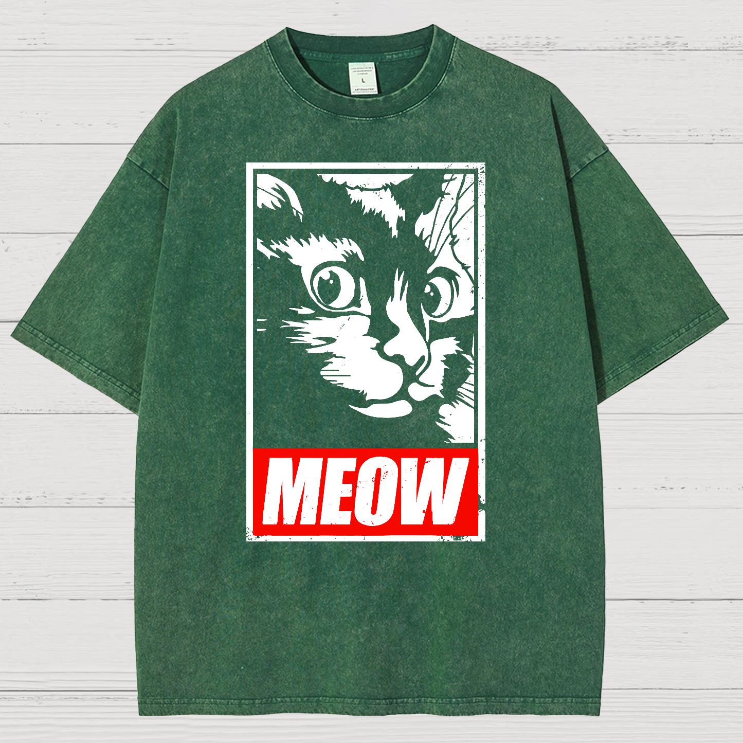 Meow！！Vintage Distressed T-shirt
