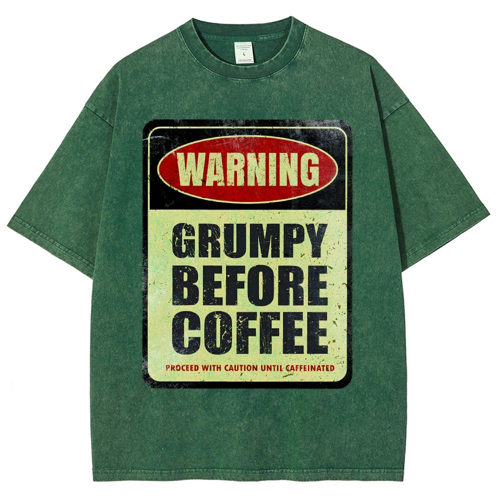 Grumpy Before Coffee Vintage Distressed T-shirt 2412001060