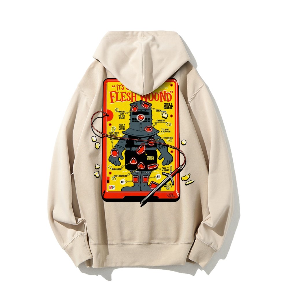 Flesh Wound Skill Game Nerdy Printed Back Cotton Hoodie