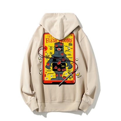 Flesh Wound Skill Game Nerdy Printed Back Cotton Hoodie