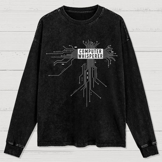 Computer Whisperer Washed Long Sleeve Tee