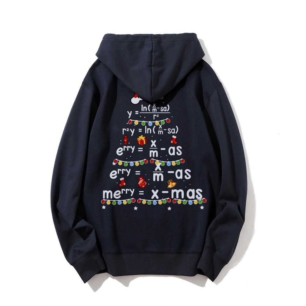 Christmas Math Printed Back Unisex Cotton Hoodie