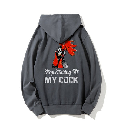 Stop Staring at My Cock Printed Back Unisex Cotton Hoodie