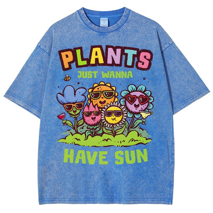 Plants Just Wanna Have Sun Vintage Distressed T-shirt