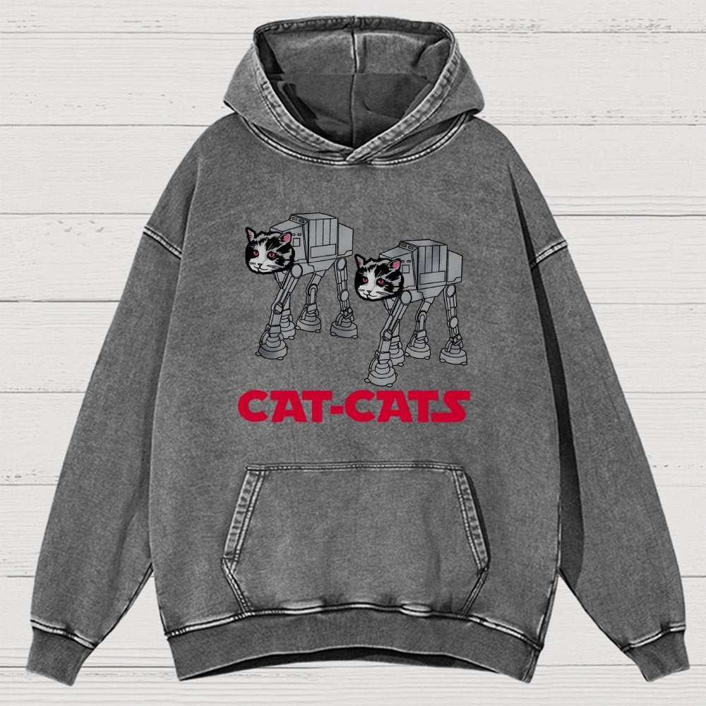 Walking Robot Cat Vintage Distressed Hoodie