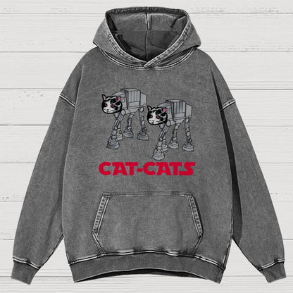 Walking Robot Cat Vintage Distressed Hoodie