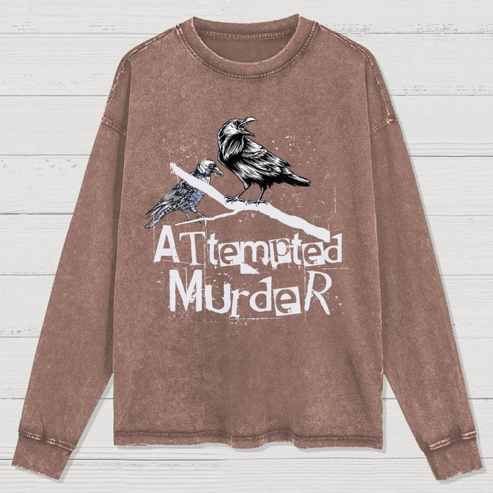 Attempted Murder Crow Washed Long Sleeve Tee