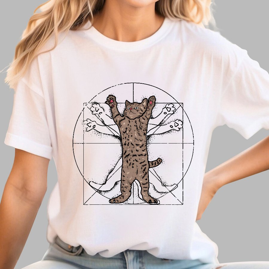 Vitruvian Cat Geek T-Shirt