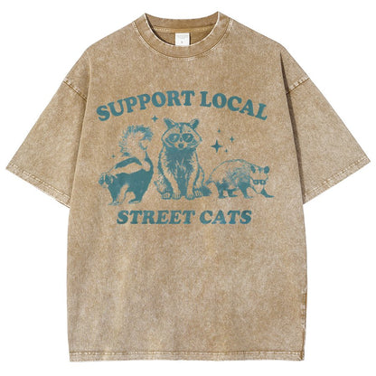 Support Your Local Street Cats Vintage Distressed T-shirt