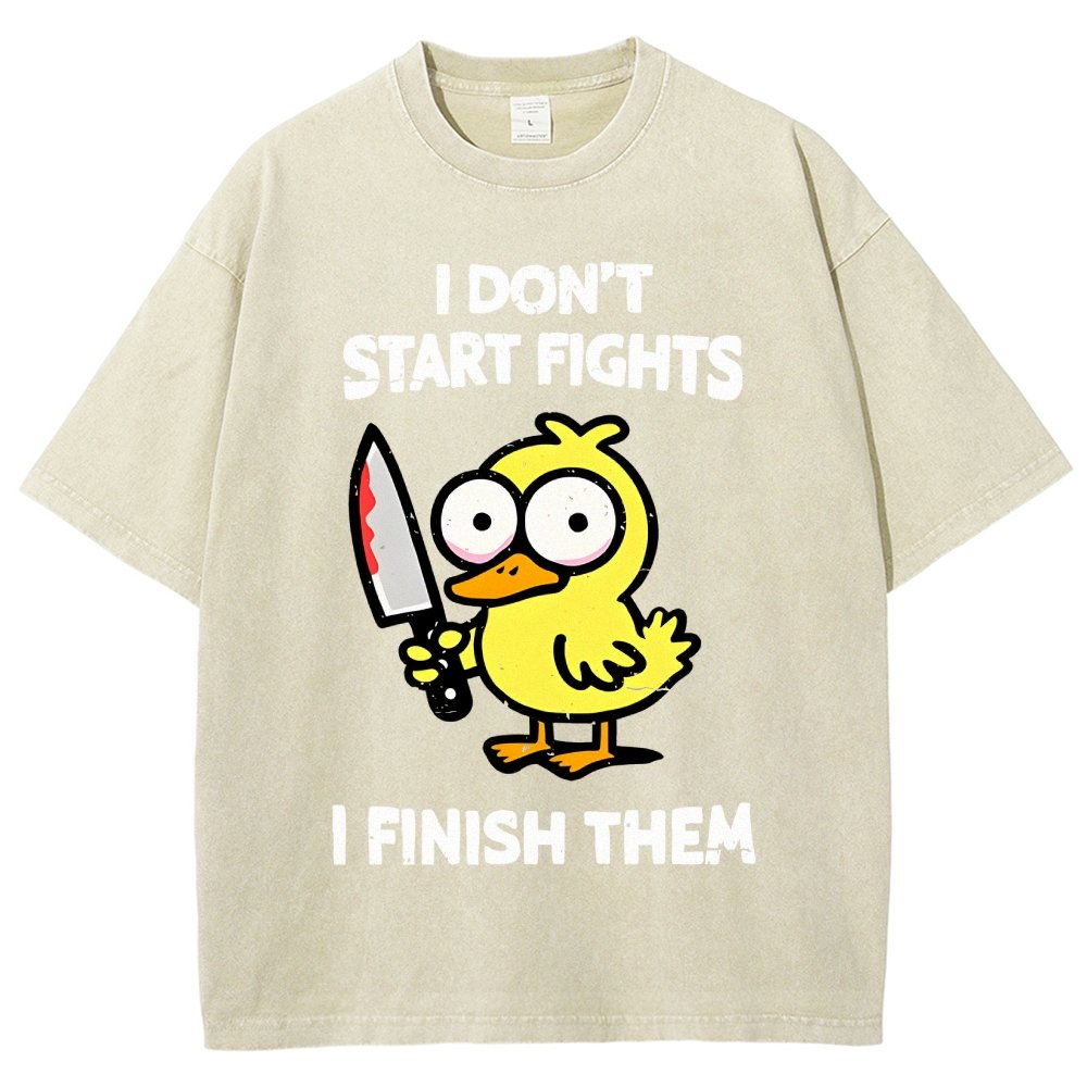 I Don't Start Fights Vintage Distressed T-shirt