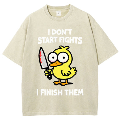 I Don't Start Fights Vintage Distressed T-shirt