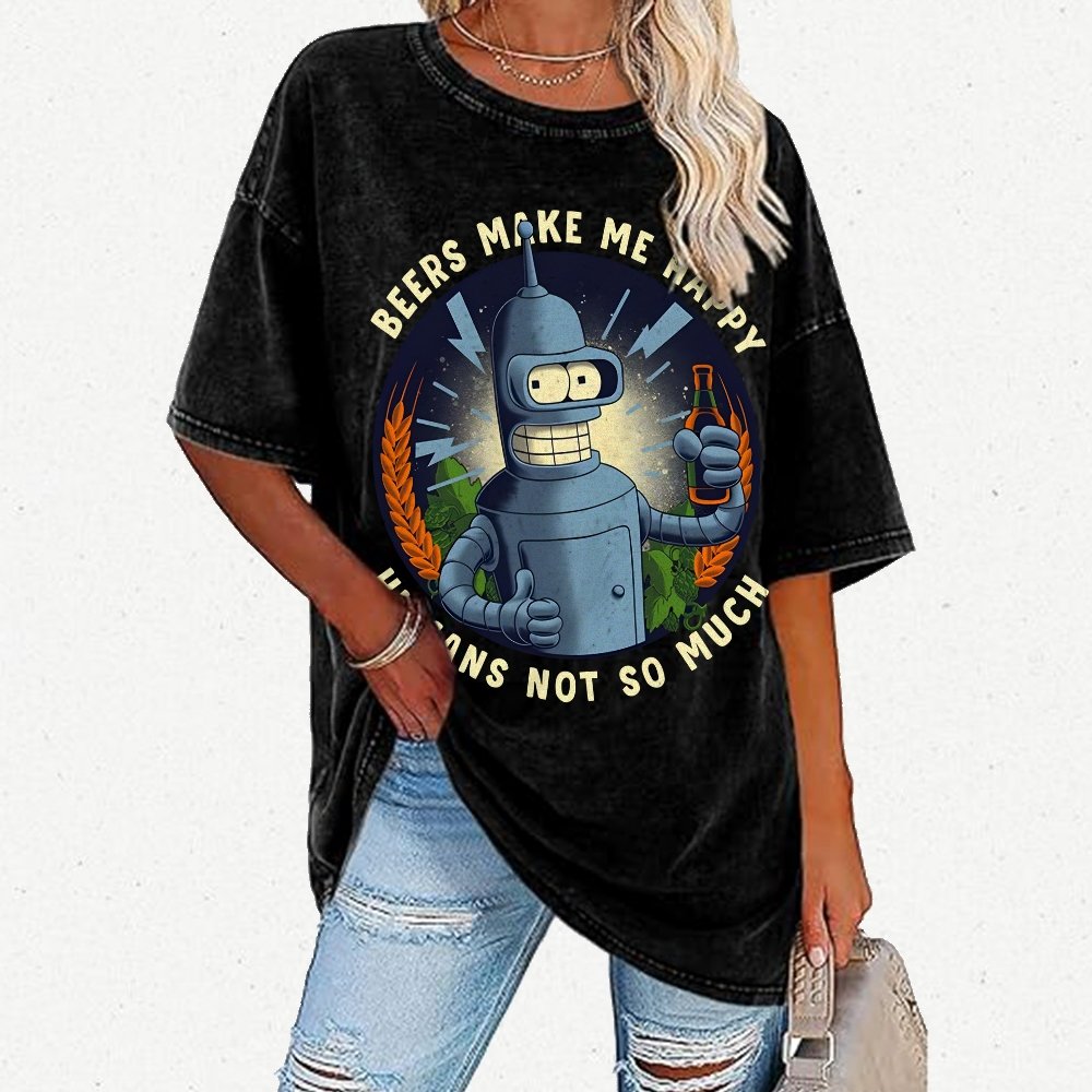 Beers Make Me Happy Vintage Distressed T-shirt