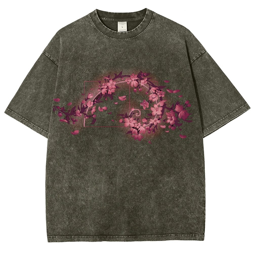 Golden Sakura Season Vintage Distressed T-shirt