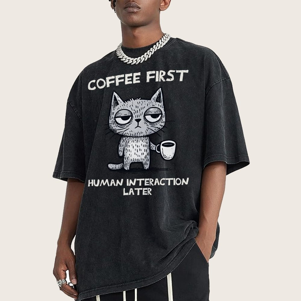 Coffee Firtst Vintage Distressed T-shirt