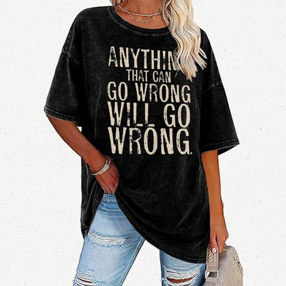 Anyting That Can Go Wrong Will Go Wrong Science Murphy's Law Print Vintage Distressed T-shirt