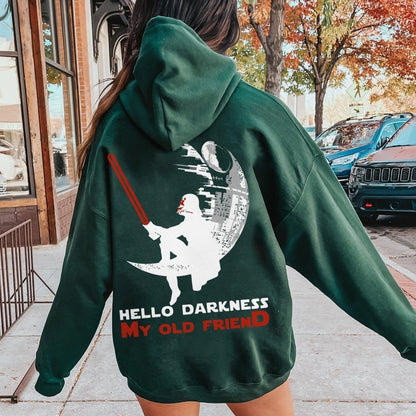 Hello Darkness My Old Friend Printed Back Unisex Cotton Hoodie