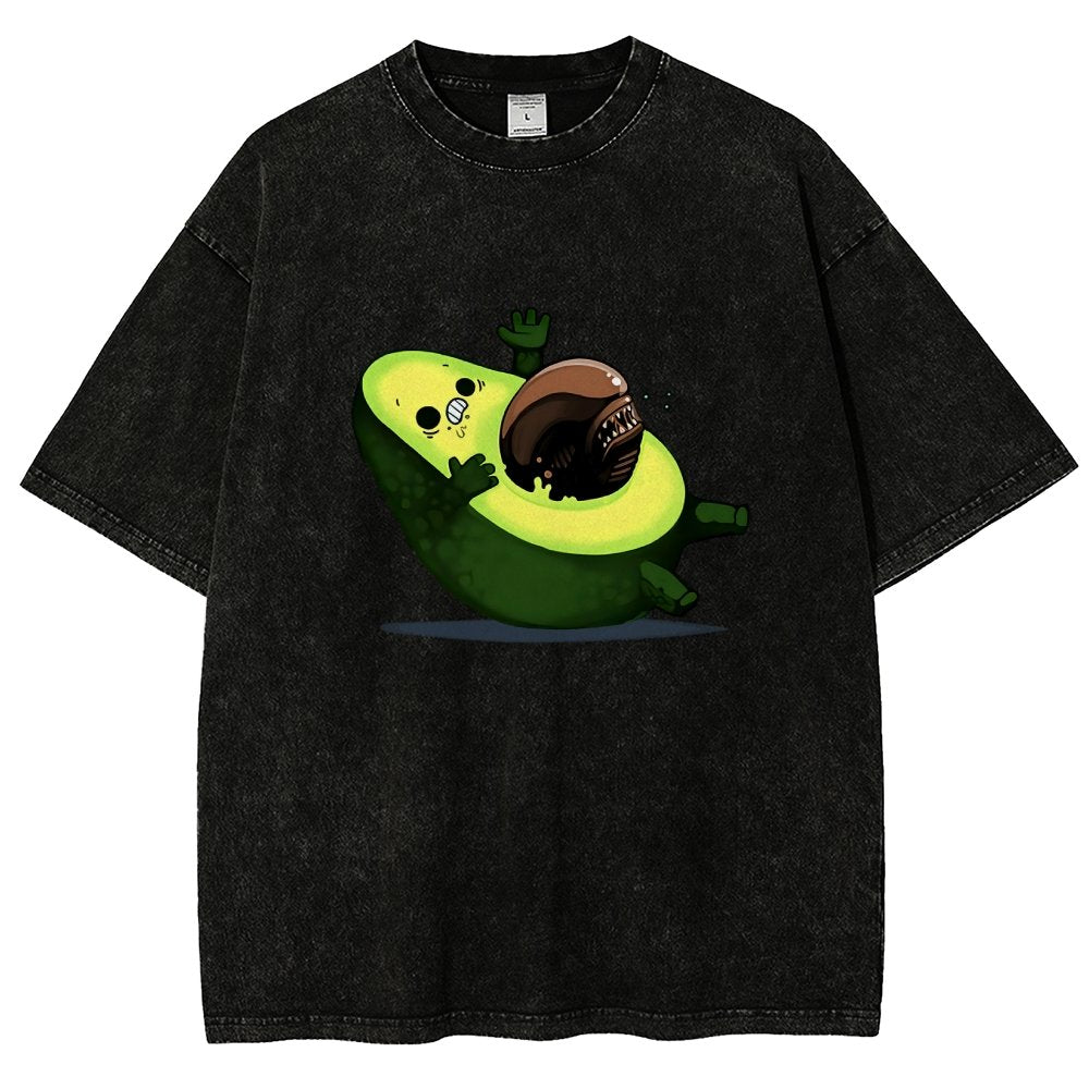 Quirky Alien Avocado Vintage Distressed T-shirt
