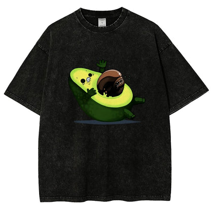 Quirky Alien Avocado Vintage Distressed T-shirt