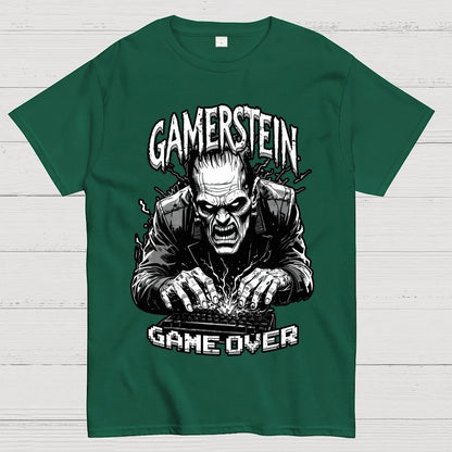 Gamer Frankenstein Gamerstein Game Over Funny Halloween Unisex Geek T-Shirt