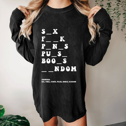 Funny Dirty Word Washed Long Sleeve Tee
