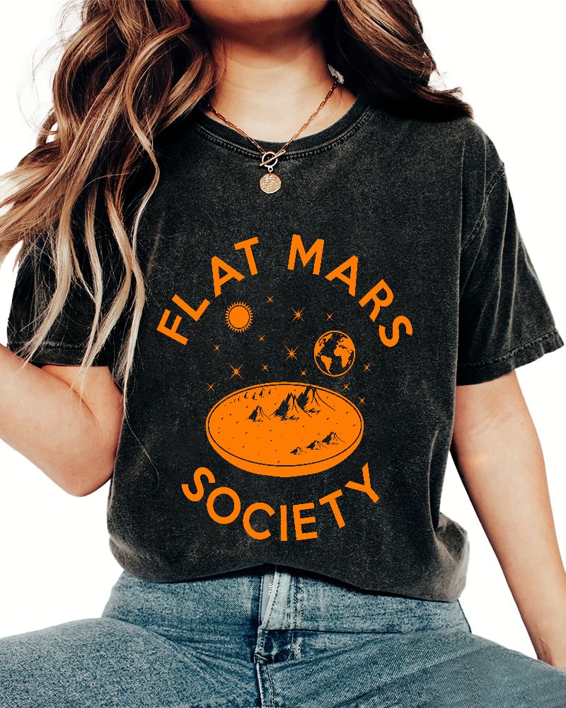 Flat Mars Society Nerdy Vintage Distressed T-shirt