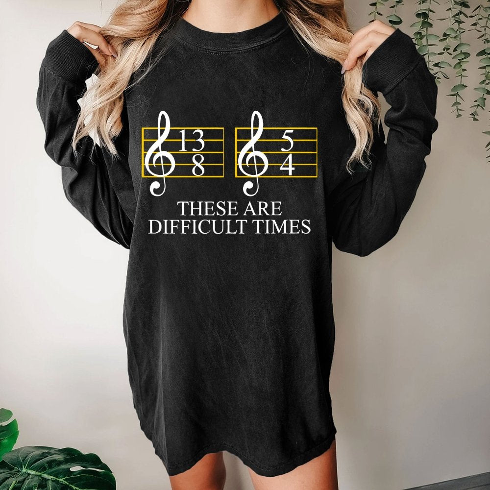 Music Difficult Times Washed Long Sleeve Tee