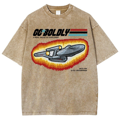 Go Boldly - A Real Cosmic Explorer Vintage Distressed T-shirt