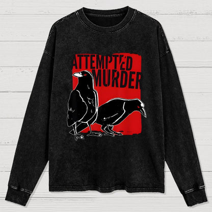 Attempted Murder Crow Washed Long Sleeve Tee
