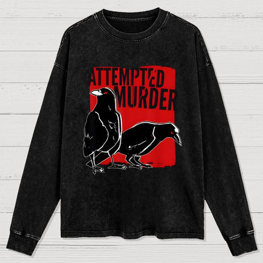 Attempted Murder Crow Washed Long Sleeve Tee