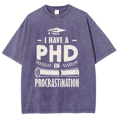 PHD In Procrastination Vintage Distressed T-shirt