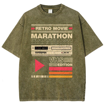Retro Movie Marathon VHS Edition Vintage Distressed T-shirt