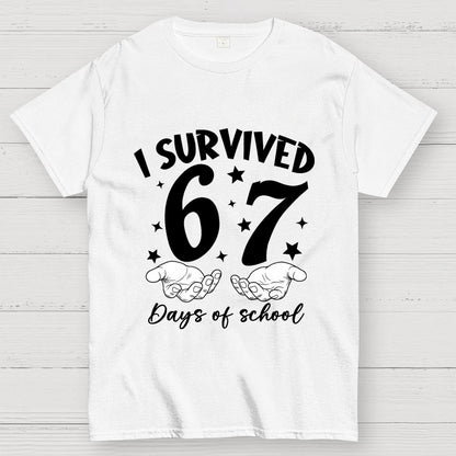 I Survived 67 Days of School Funny Meme Geek T-Shirt