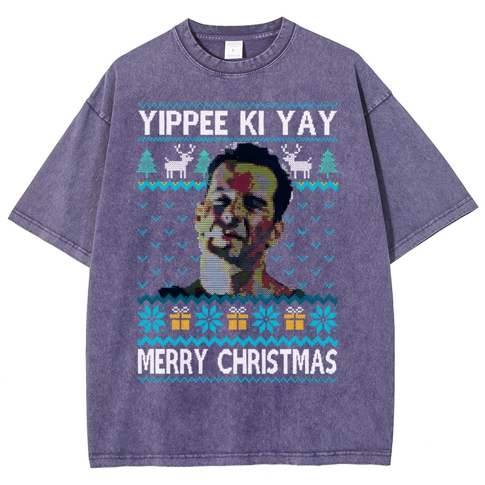 Yippee Ki Yay Christmas Vintage Distressed T-shirt
