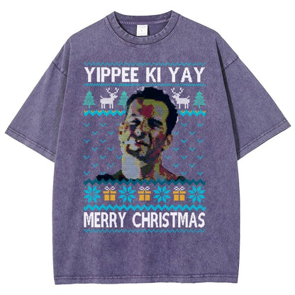 Yippee Ki Yay Christmas Vintage Distressed T-shirt