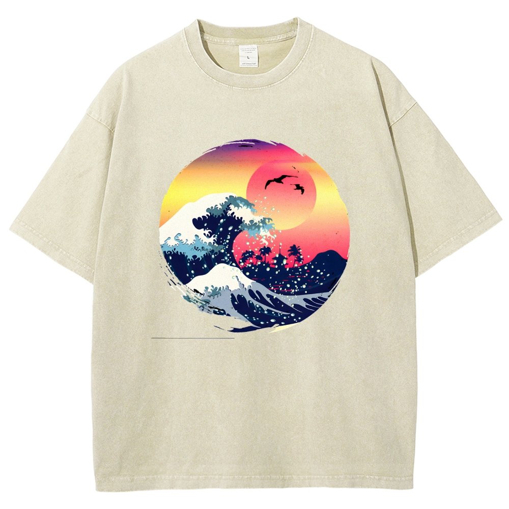 The Great Waves Vintage Distressed T-shirt