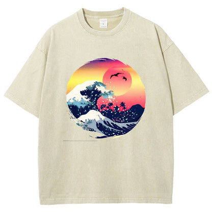 The Great Waves Vintage Distressed T-shirt