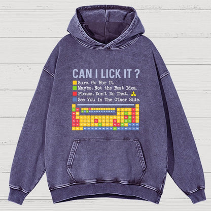 Can I Lick It Question Mark Periodic Table Of Elements Science Vintage Distressed Hoodie