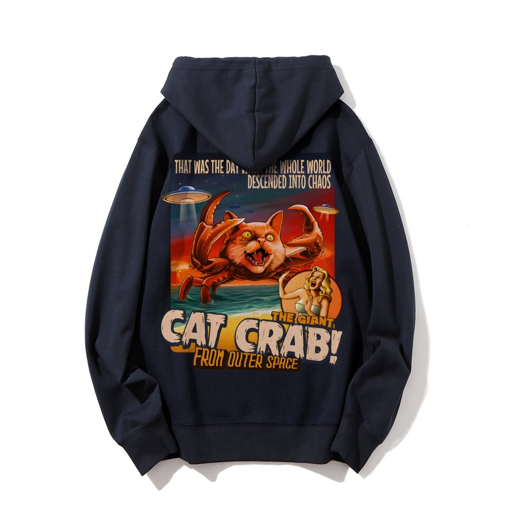 The Giant Cat Crab Geek Printed Back Cotton Hoodie