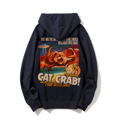 The Giant Cat Crab Geek Printed Back Cotton Hoodie