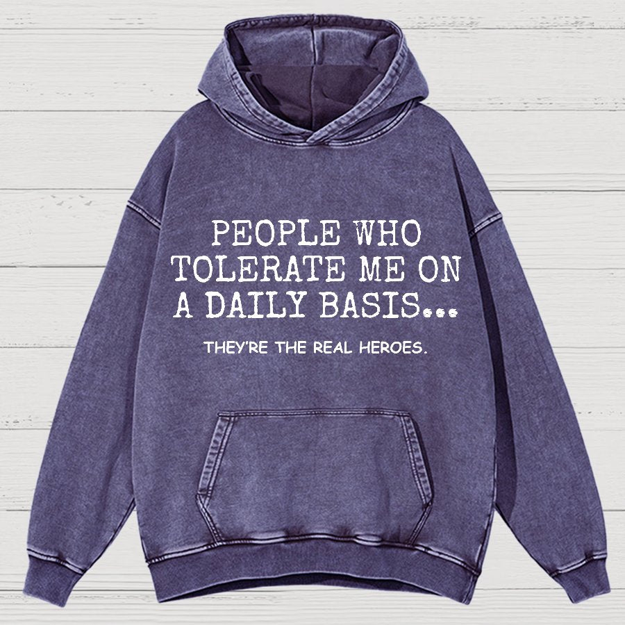 People Who Tolerate Me On A Daily Basis Sarcasm Vintage Distressed Hoodie